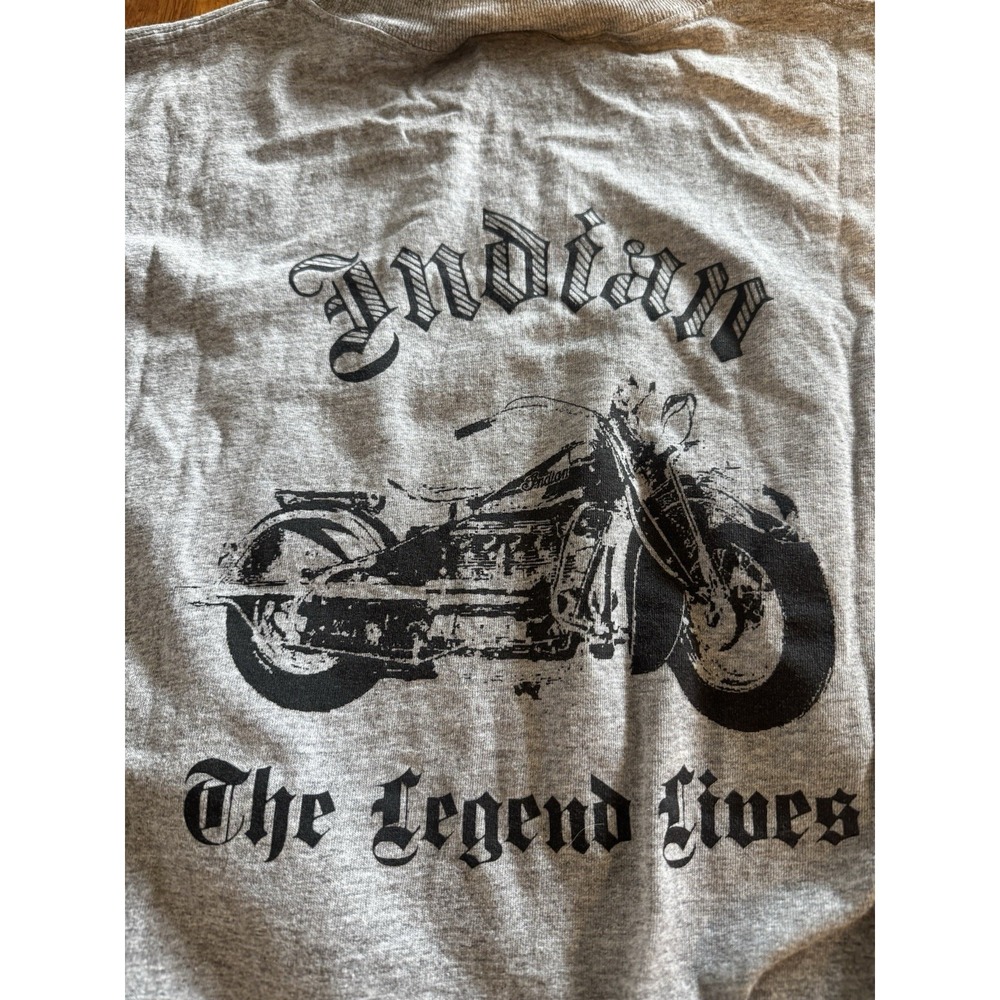 Vintage Indian Motorcycle Men's Official Tag Gray Shirt LS‎ Sz L Legend Lives